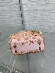 Kitlife Dior Lady Micro Embroidered Pink Beaded Bag 12x10x5cm - 4