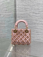 Kitlife Dior Lady Micro Embroidered Pink Beaded Bag 12x10x5cm - 2