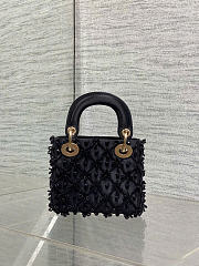Kitlife Dior Lady Micro Embroidered Black Beaded Bag 12x10x5cm - 3