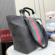 Kitlife Gucci Positano Medium Tote Bag Black Canvas ‎875929 36x35x21.5cm  - 2