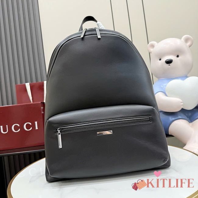 Kitlife Gucci Tag Large Backpack Black Leather 875226 34x45x17cm - 1