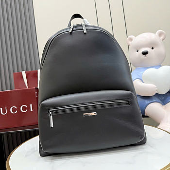 Kitlife Gucci Tag Large Backpack Black Leather 875226 34x45x17cm