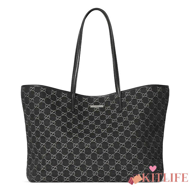 Kitlife Gucci Tribeca Large Tote Bag Dark Black GG Denim 874745 38x29.5x13cm  - 1