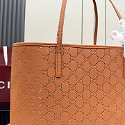 Kitlife Gucci Tribeca Large Tote Bag Brown Perforated GG Soft Leather 874745 38x29.5x13cm - 2
