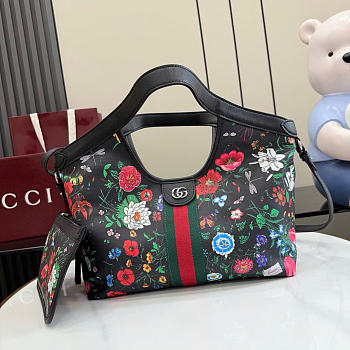 Kitlife Gucci Giglio Small Floral Tote Bag Black ‎860845 25x20x15cm 