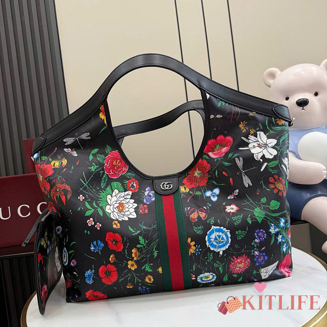 Kitlife Gucci Giglio Large Floral Tote Bag Black ‎853971 60x47x16cm  - 1