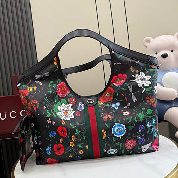 Kitlife Gucci Giglio Large Floral Tote Bag Black ‎853971 60x47x16cm 