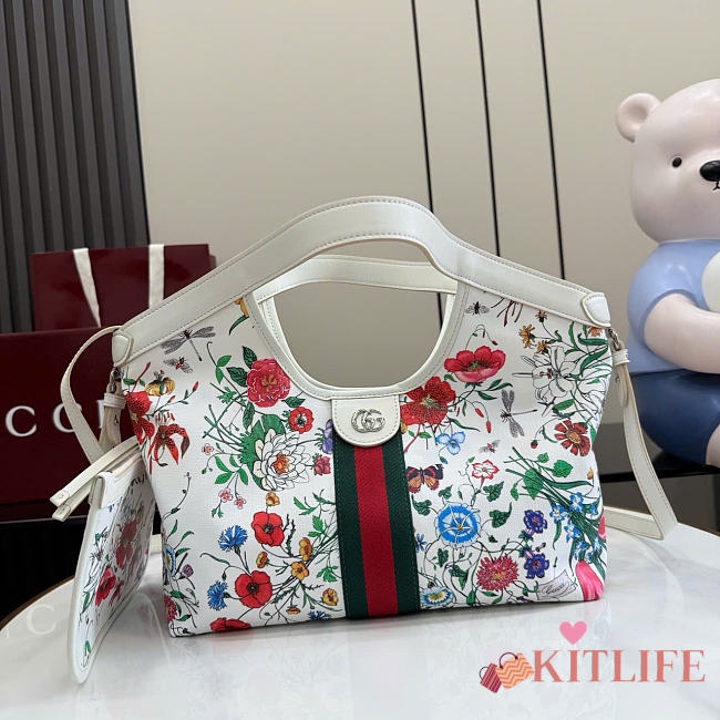 Kitlife Gucci Giglio Small Floral Tote Bag White ‎860845 25x20x15cm  - 1