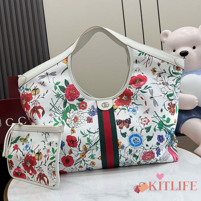 Kitlife Gucci Giglio Large Floral Tote Bag White 853971 60x47x16cm  - 1