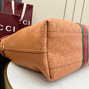 Kitlife Gucci Giglio Large Tote Bag Brown Soft Perforated GG Leather ‎853971 60x47x16cm  - 5