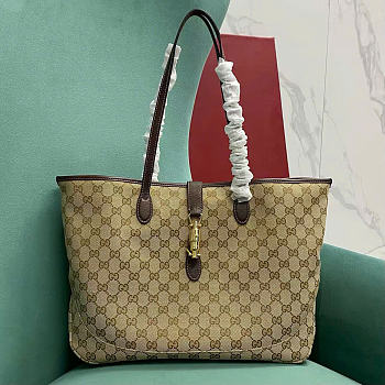 Kitlife Gucci Jackie Medium Tote Bag Beige GG Canvas ‎867015 45x28x12cm 
