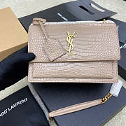 Kitlife Saint Laurent Beige Crocodile Leather Sunset Bag With Gold Hardware 442906 22x8x16cm - 1