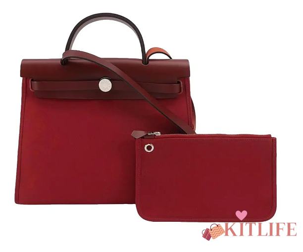 Kitlife Hermes Herbag Red & Burgundy Bag 31x25x10cm - 1