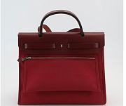 Kitlife Hermes Herbag Red & Burgundy Bag 31x25x10cm - 2