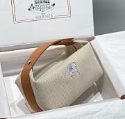 Kitlife Hermes Canvas Large Bride-A-Brac Cabriole Case Biscuit Beige & Brown 20x25cm - 1