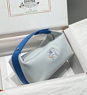 Kitlife Hermes Canvas Large Bride-A-Brac Cabriole Case Biscuit Beige & Blue 20x25cm - 1