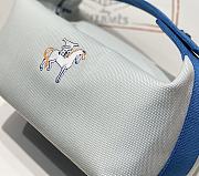 Kitlife Hermes Canvas Large Bride-A-Brac Cabriole Case Biscuit Beige & Blue 20x25cm - 3