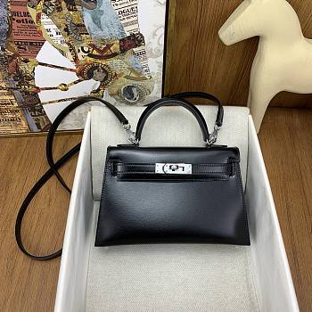 Kitlife Hermes Kelly Bag Black Box Calf Leather 19×12×5.5cm