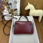 Kitlife Hermes Kelly Bag Burgundy Box Calf Leather 19×12×5.5cm - 5