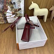 Kitlife Hermes Kelly Bag Burgundy Box Calf Leather 19×12×5.5cm - 4