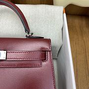 Kitlife Hermes Kelly Bag Burgundy Box Calf Leather 19×12×5.5cm - 2