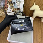 Kitlife Hermes Kelly bag Black Box Calf Leather Cheval De Bois Noir 19×12×5.5cm - 5