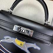 Kitlife Hermes Kelly bag Black Box Calf Leather Cheval De Bois Noir 19×12×5.5cm - 2