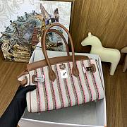 Kitlife Hermes Shoulder Birkin Bag Light Multicolor Toile and Brown Swift Palladium Hardware 29x13x15cm - 5