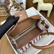 Kitlife Hermes Shoulder Birkin Bag Light Multicolor Toile and Brown Swift Palladium Hardware 29x13x15cm - 4