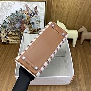 Kitlife Hermes Shoulder Birkin Bag Light Multicolor Toile and Brown Swift Palladium Hardware 29x13x15cm - 3