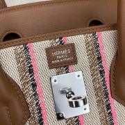 Kitlife Hermes Shoulder Birkin Bag Light Multicolor Toile and Brown Swift Palladium Hardware 29x13x15cm - 2