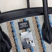 Kitlife Hermes Shoulder Birkin Bag Light Multicolor Toile and Black Swift Palladium Hardware 29x13x15cm - 6