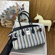 Kitlife Hermes Shoulder Birkin Bag Light Multicolor Toile and Black Swift Palladium Hardware 29x13x15cm - 5