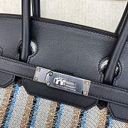 Kitlife Hermes Shoulder Birkin Bag Light Multicolor Toile and Black Swift Palladium Hardware 29x13x15cm - 4