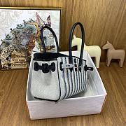 Kitlife Hermes Shoulder Birkin Bag Light Multicolor Toile and Black Swift Palladium Hardware 29x13x15cm - 2