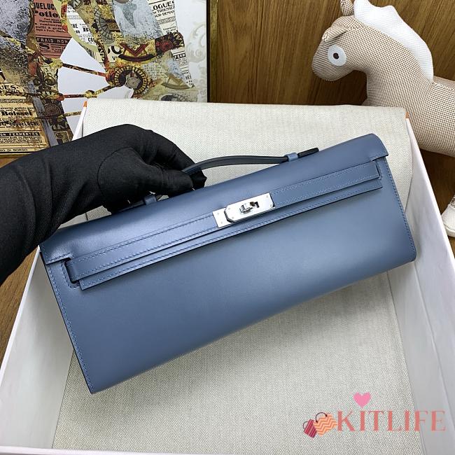 Kitlife Hermes Kelly Cut Clutch Blue 31cm - 1