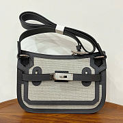 Kitlife Hermes Jypsiere Mini Toile & Cuir Bag Beige & Black 23x17x5cm  - 1
