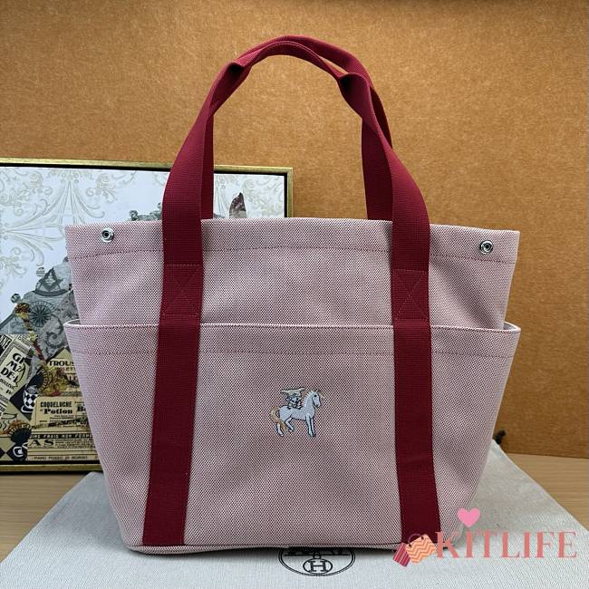 Kitlife Hermes Cabriole Nappy Bag In Pink cotton H Canvas 37x19x22.5cm - 1