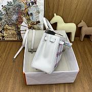 Kitlife Hermes Swift Tartan Kelly Retourne Bag White, Pink & Green 25cm - 6