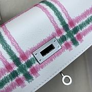 Kitlife Hermes Swift Tartan Kelly Retourne Bag White, Pink & Green 25cm - 4