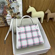 Kitlife Hermes Swift Tartan Kelly Retourne Bag White, Pink & Green 25cm - 3