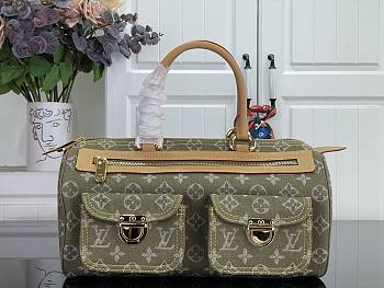 Kitlife Louis Vuitton Vintage Speedy Bag Green Denim M95019 30x17x15cm