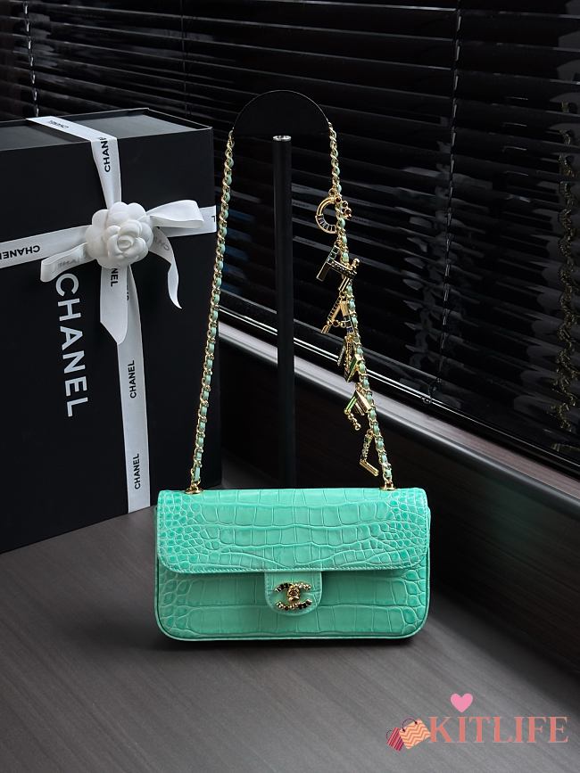 Kitlife Chanel 26A Chain Bag with Green Crocodile Pattern AS6340 22x12x4cm - 1