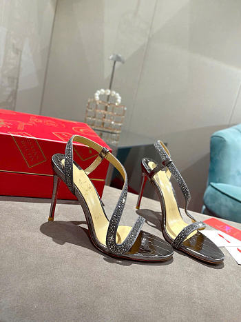 Kitlife Christian Louboutin Crystal-embellished Heeled Sandals Gray 100mm