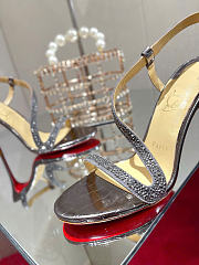 Kitlife Christian Louboutin Crystal-embellished Heeled Sandals Gray 100mm - 4