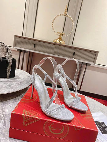 Kitlife Christian Louboutin Crystal-embellished Heeled Sandals Silver 100mm 