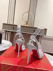 Kitlife Christian Louboutin Crystal-embellished Heeled Sandals Silver 100mm  - 5