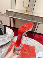 Kitlife Christian Louboutin Crystal-embellished Heeled Sandals Silver 100mm  - 4