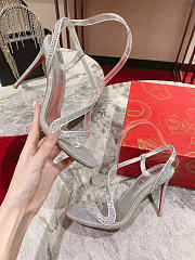 Kitlife Christian Louboutin Crystal-embellished Heeled Sandals Silver 100mm  - 2