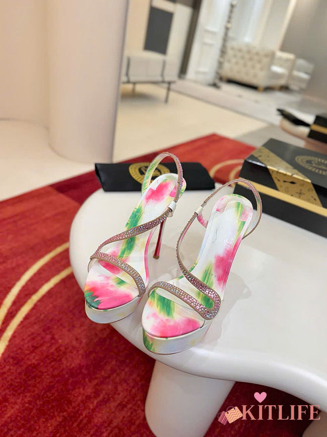 Kitlife Christian Louboutin Rosalie Alta Strass Botanica 150mm Sandals Multicolor  - 1